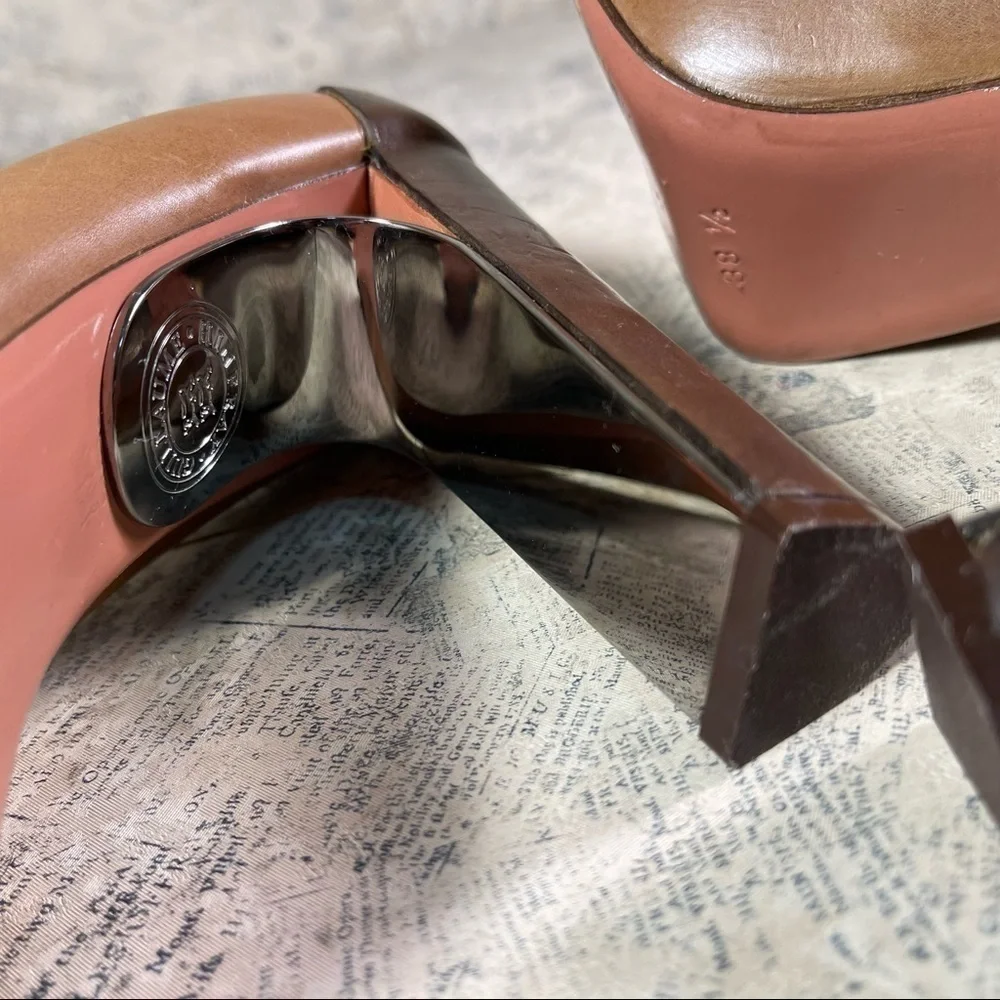 Guillaume Hinfray Italian Leather Platform Shoes Sculptural Heels EU 38.5 Design